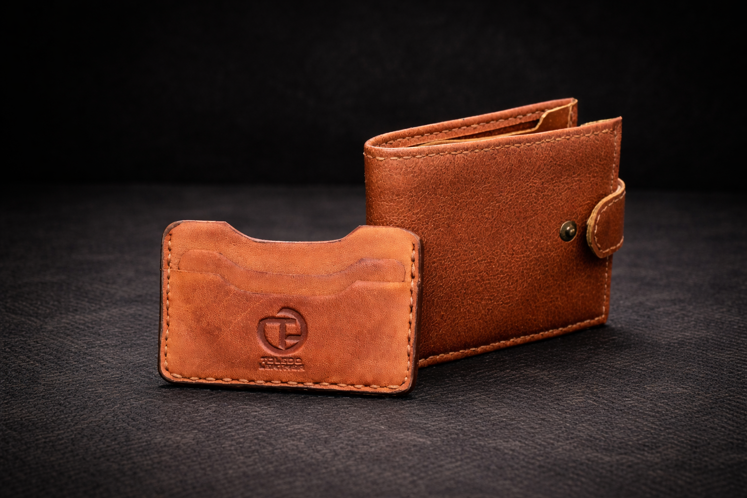 Elegant leather accessories in focus